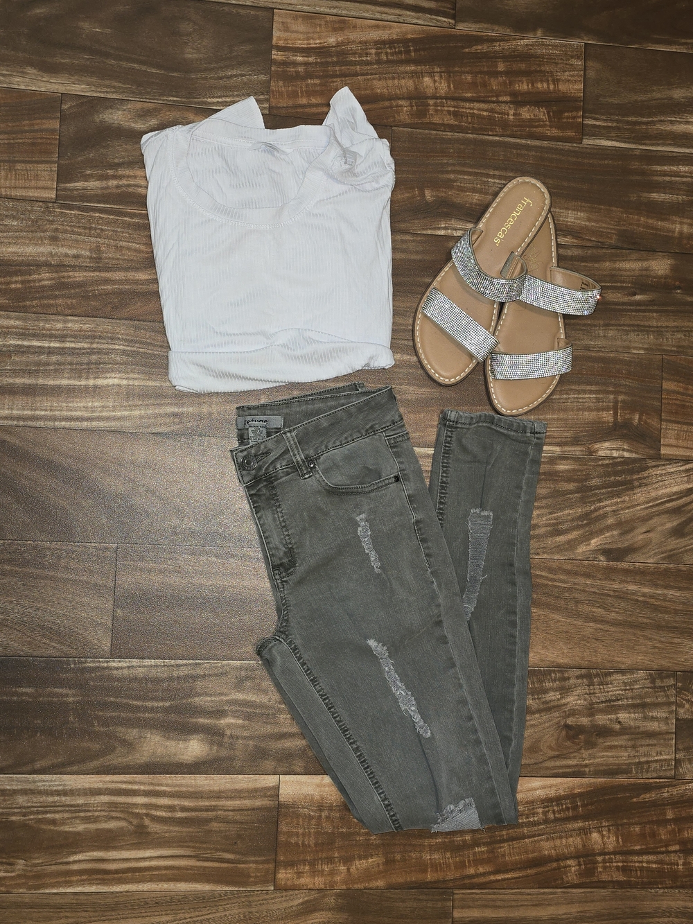 refuge Green Distressed Skinny Jeans
